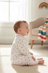 KALPLİ YAKASI ÇİZGİLİ BEBEK PİJAMA TAKIMI