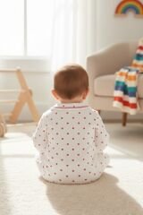 KALPLİ YAKASI ÇİZGİLİ BEBEK PİJAMA TAKIMI