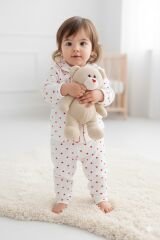 Kız Bebek Pamuk,Kalp Desenli  Pijama Takımı,Kalpli Alt Üst Gecelik Takımı