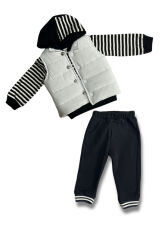Unisex Bebek Şişme Yelekli Çizgili Takım