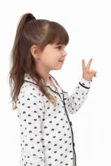 Kız Çocuk Önden Düğmeli Pamuklu Pijama Takımı